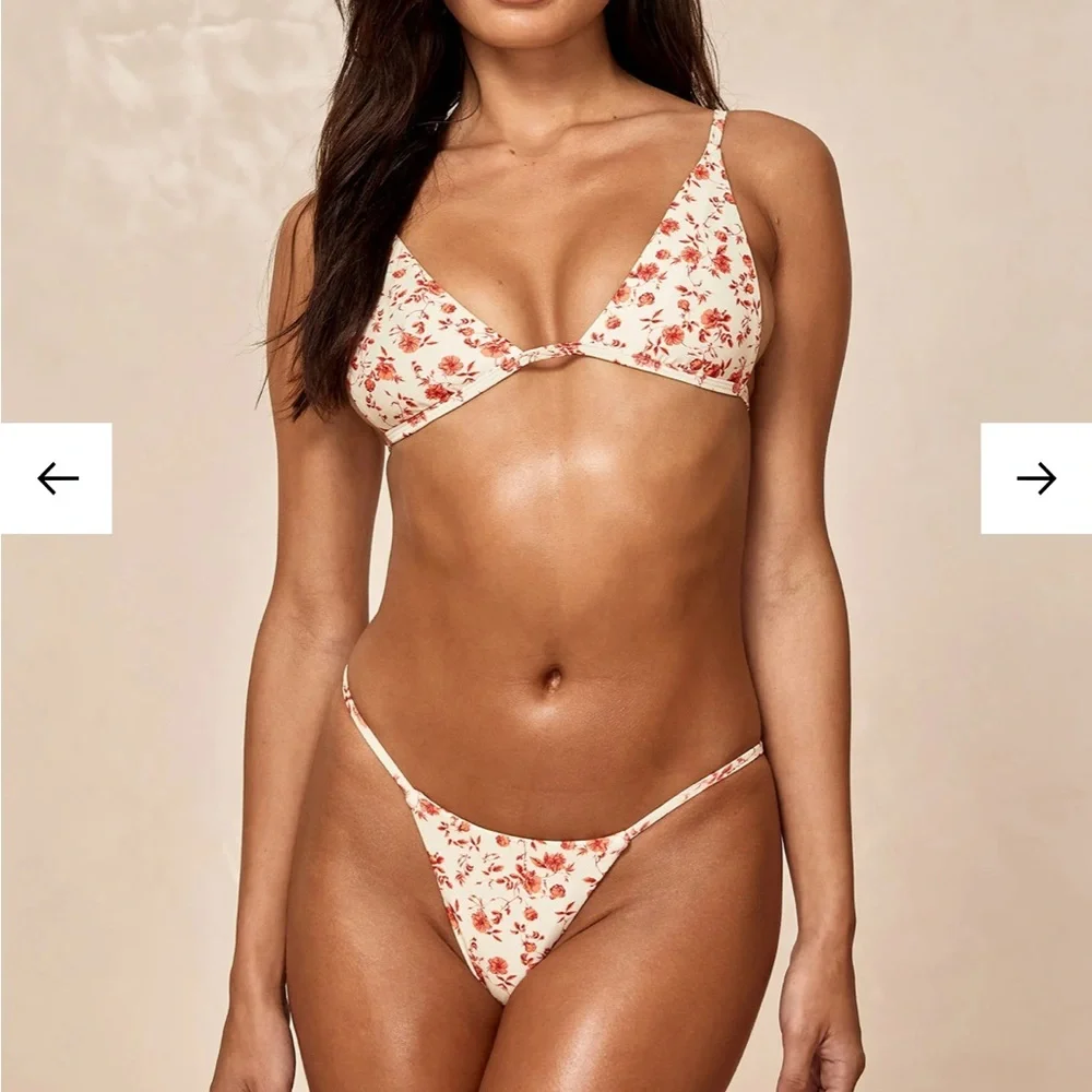 Monday Swimwear Red Floral Bikini Set